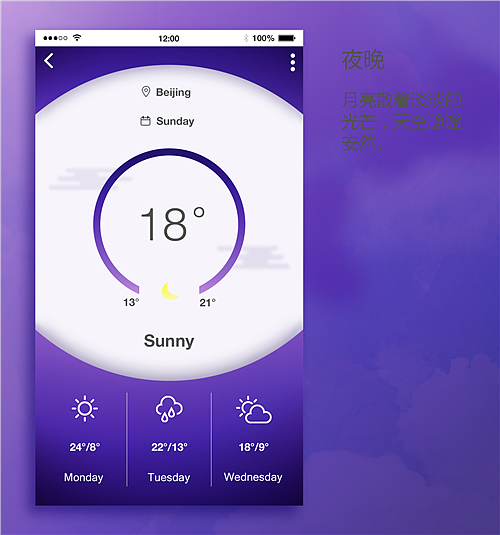 PS 天气APP界面渐变（图ZNzg2MjczMTY=） - APP界面 - 站酷设计师ga0Xue原创素材 - 站酷ZCOOL