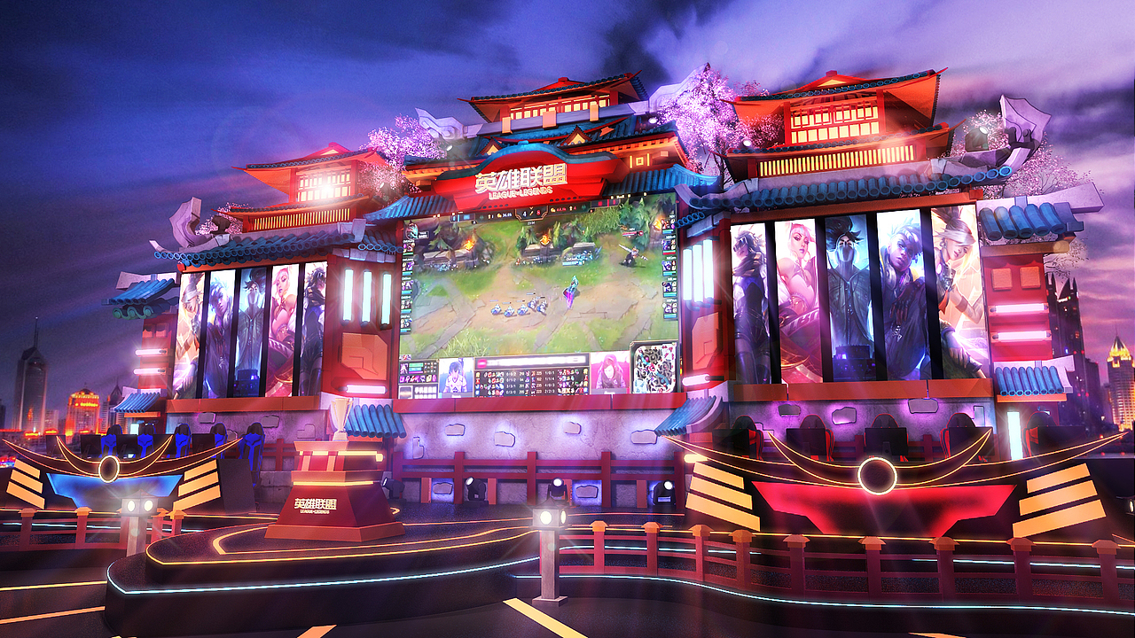赛博朋克古风英雄联盟电竞舞美（图ZMjY5MzAwNjUy） - 舞台美术 - 站酷设计师么奈原创素材 - 站酷ZCOOL