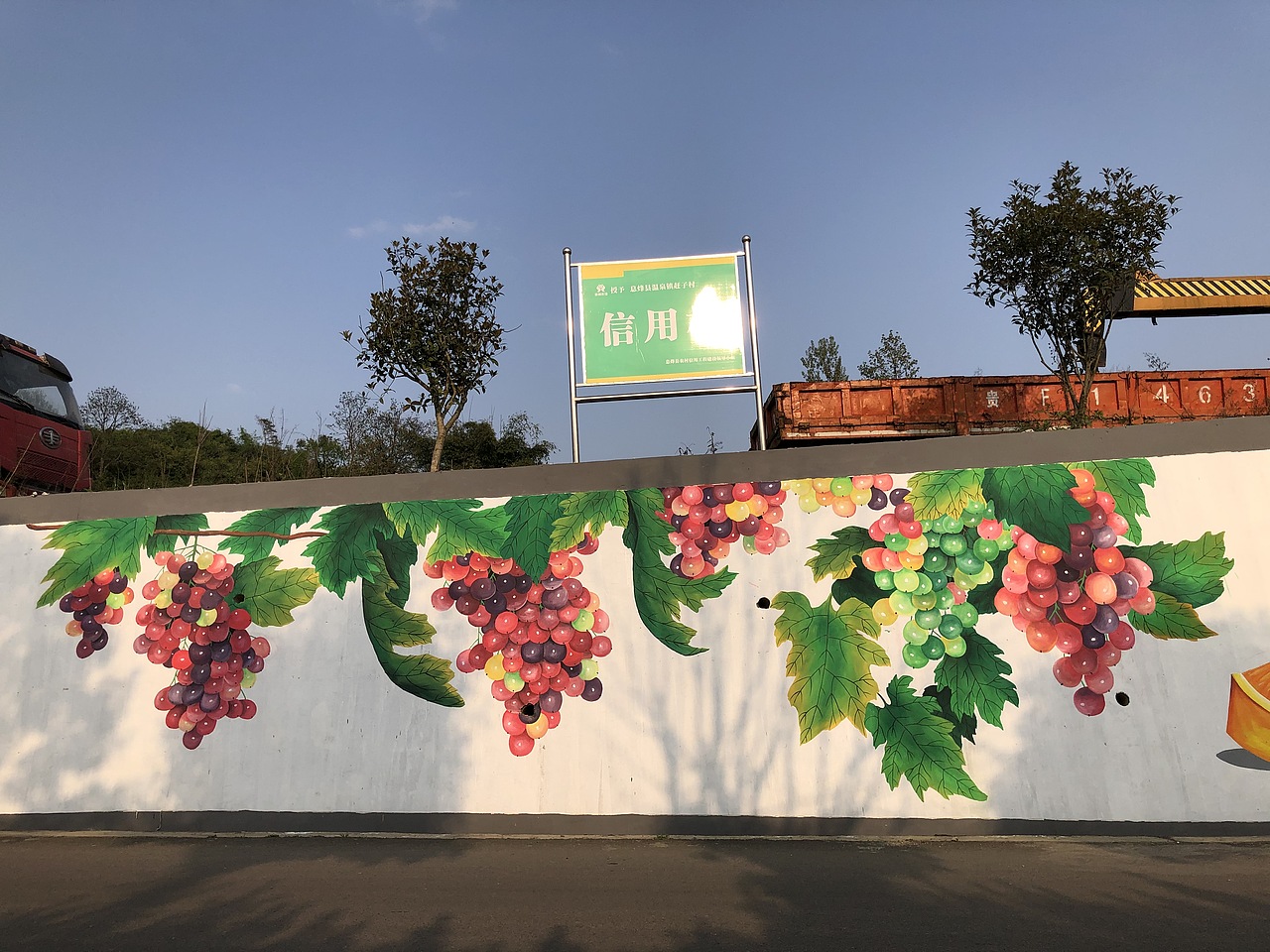 贵阳息烽温泉网红打卡点草莓果园文化手绘墙_壁尚手绘贵州墙绘-站酷