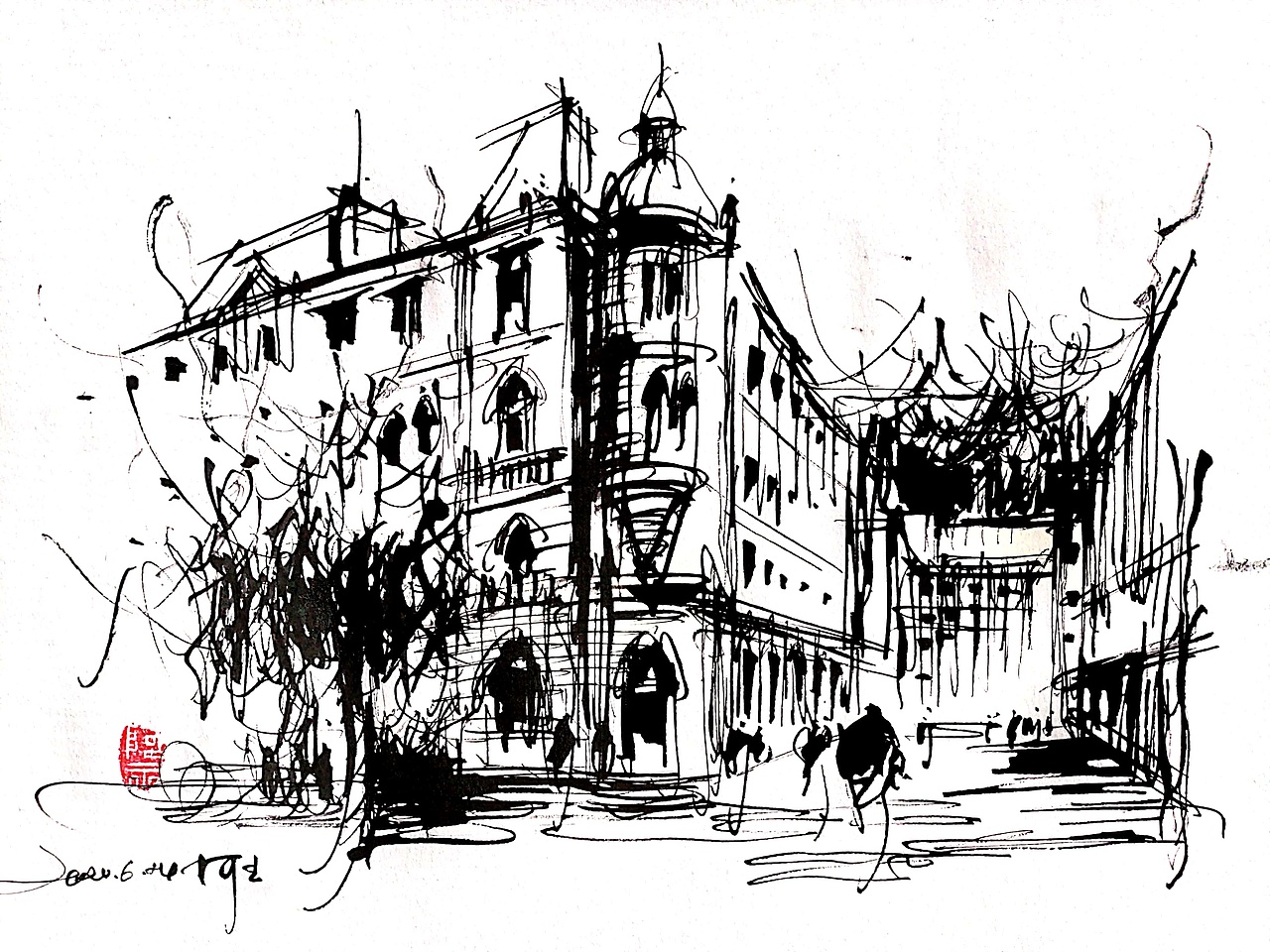 阿王速写建筑风景