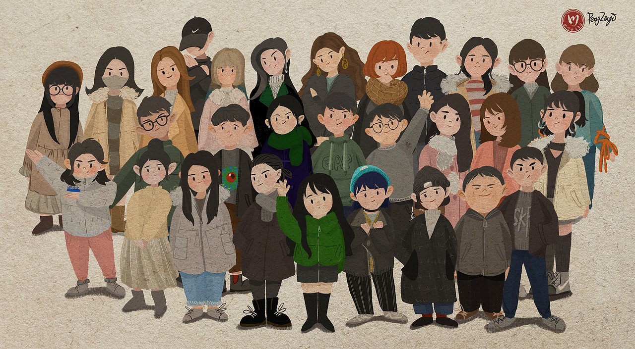 学院班级毕业纪念画(形象插画)