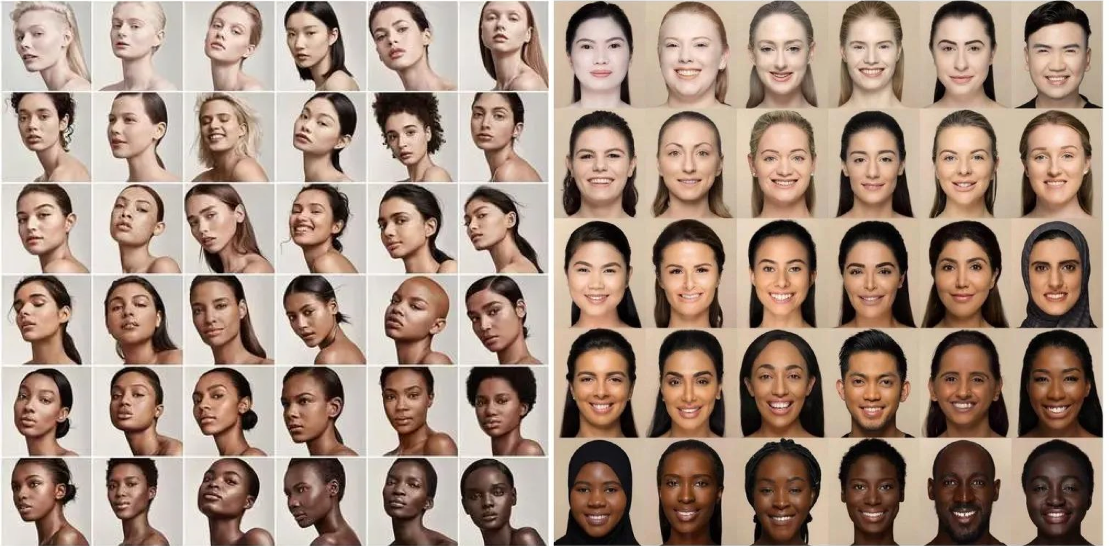 人种肤色对比图片