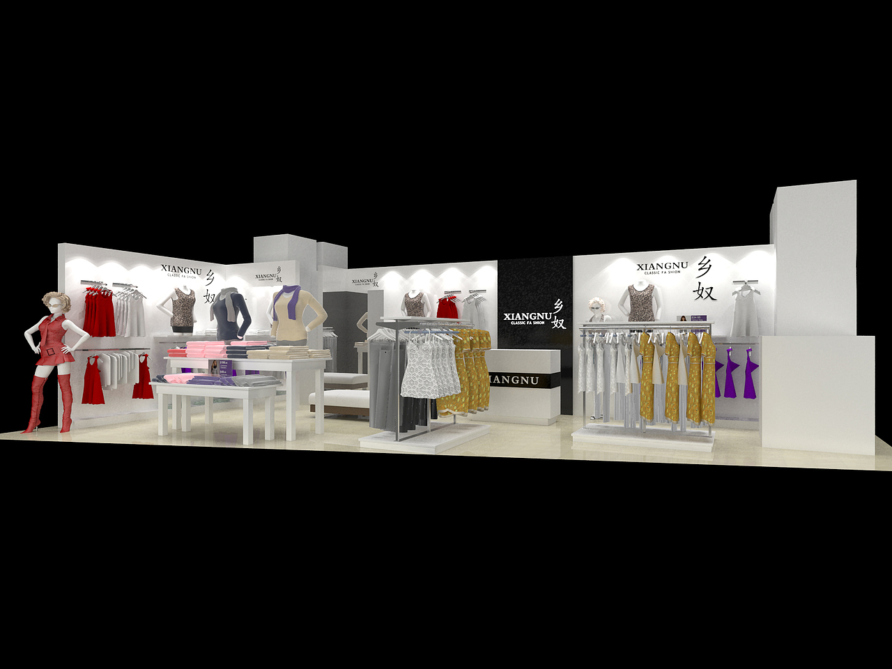 乡奴品牌服饰店商场门店装饰设计效果图