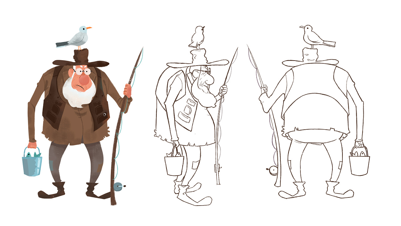 卡通角色设计——海边老渔夫