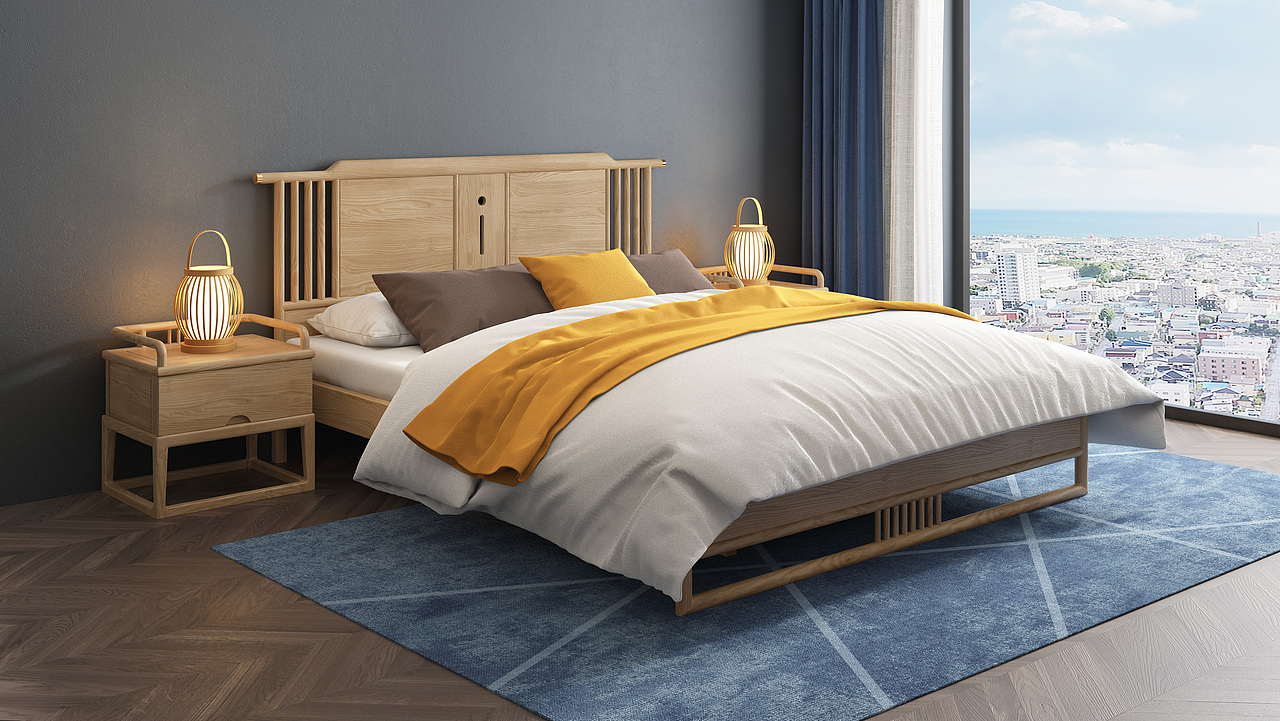 №295中式实木床建模渲染教程（图ZMjgxODA2MzQw） - 生活用品 - 站酷设计师古色谷香原创素材 - 站酷ZCOOL