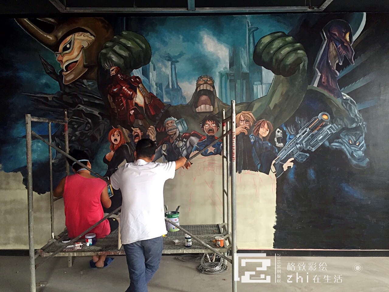 大型网咖个性壁画,墙绘