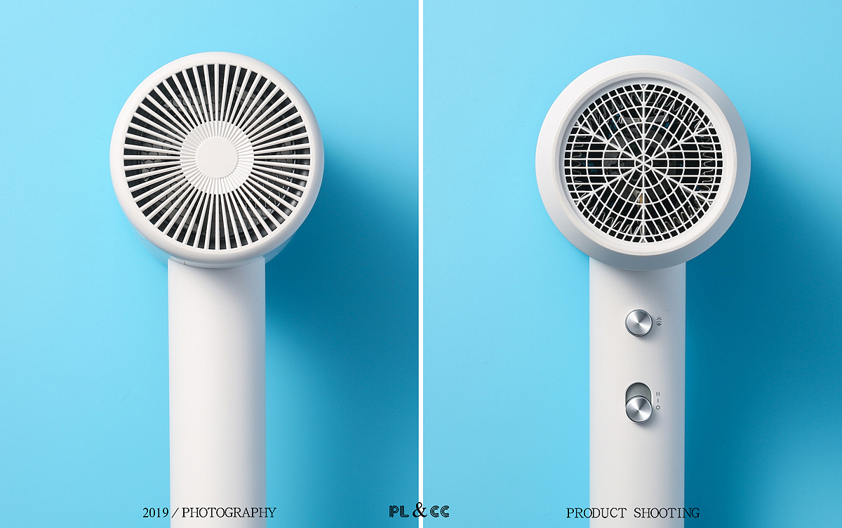 直白吹风机拍摄,电器产品摄影.