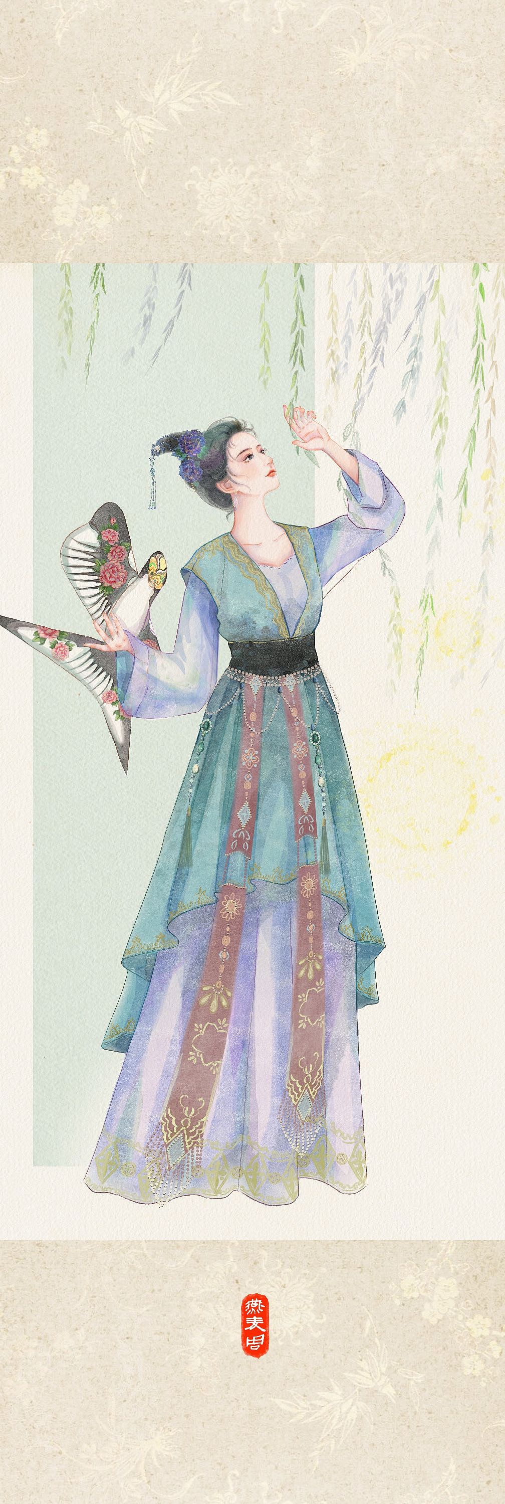 古风美人图鉴（图ZMzQ4MDQxNTI0） - 商业插画 - 站酷设计师燕麦周原创素材 - 站酷ZCOOL