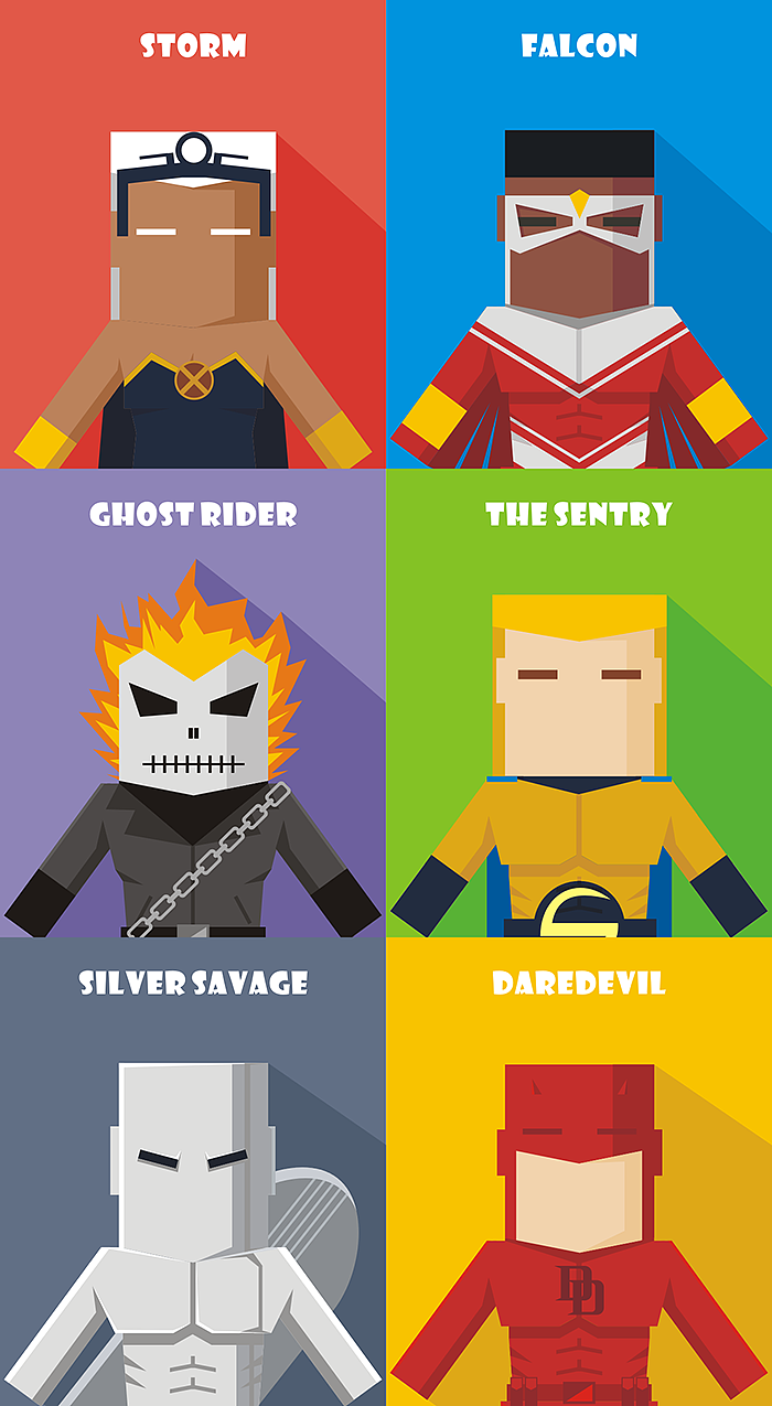 暴风女(黑豹的老相好),猎鹰,恶灵骑士,哨兵(是哨兵,不是烧饼也不是sb,能力和超人完全一样,被认为是超人在漫威世界的映射,但是他比超人更有故事,而且没有把裤头穿在外面),银影侠(善于冲浪的大海男儿),夜魔侠(红包转世投胎)
