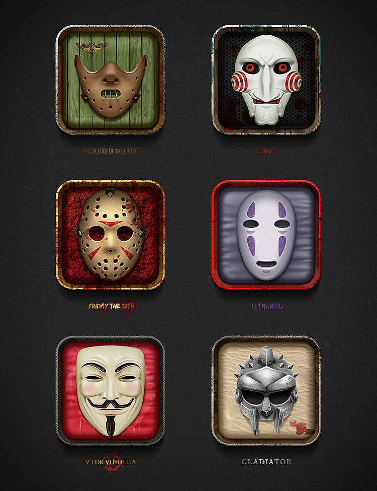 【电影里的面具们】ICON（图ZMTQ0NjY2MTI=） - 图标 - 站酷设计师CMYKER原创素材 - 站酷ZCOOL