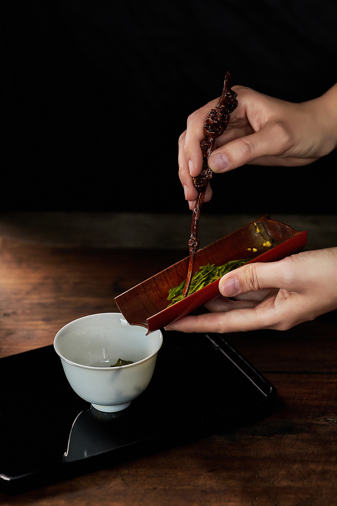 传统手工艺作品大漆茶则茶具摄影