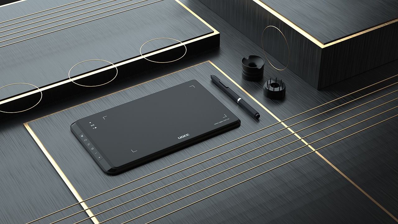 黑金配色数位板C4D建模渲染练习