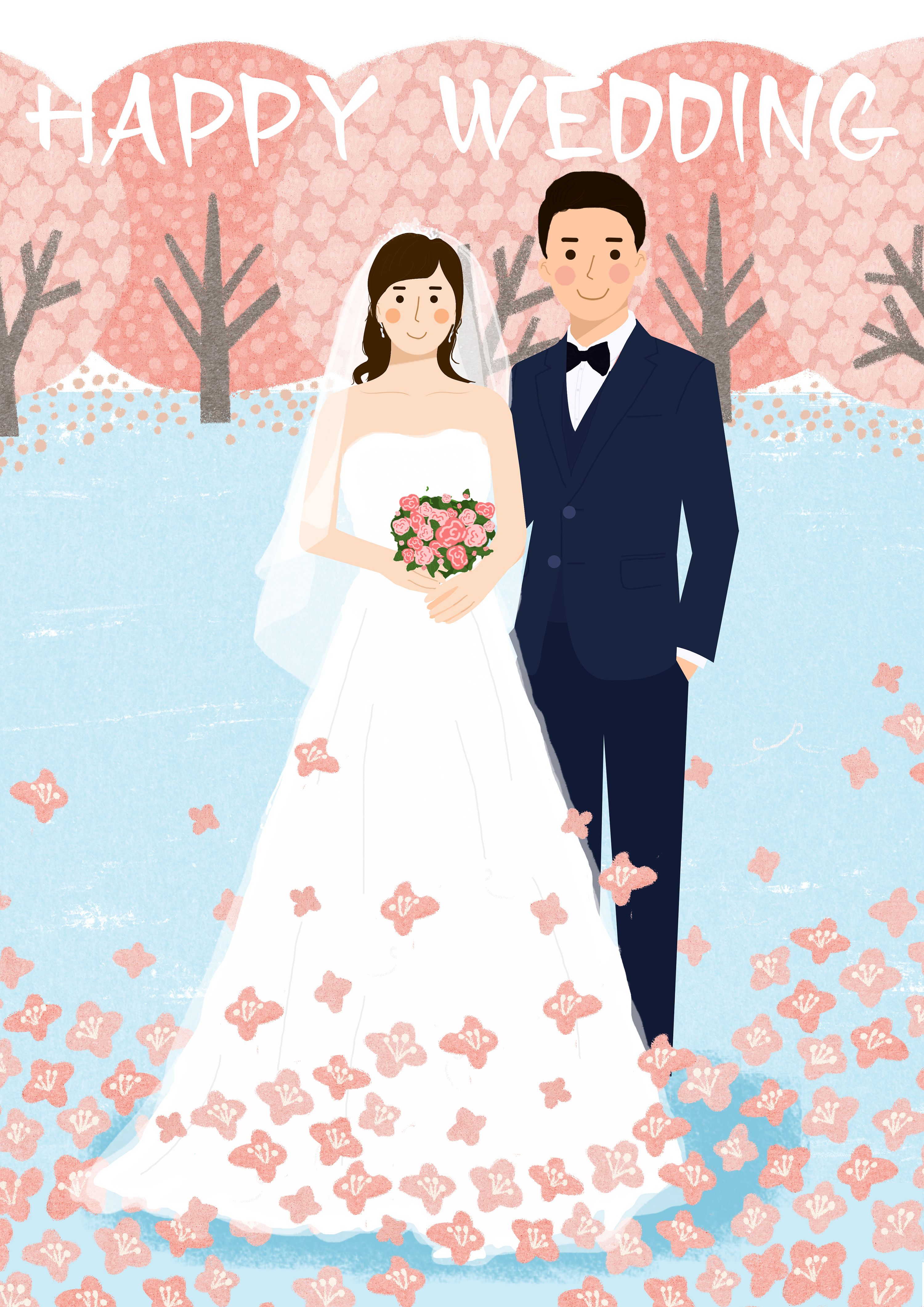 定制类婚礼请柬插画