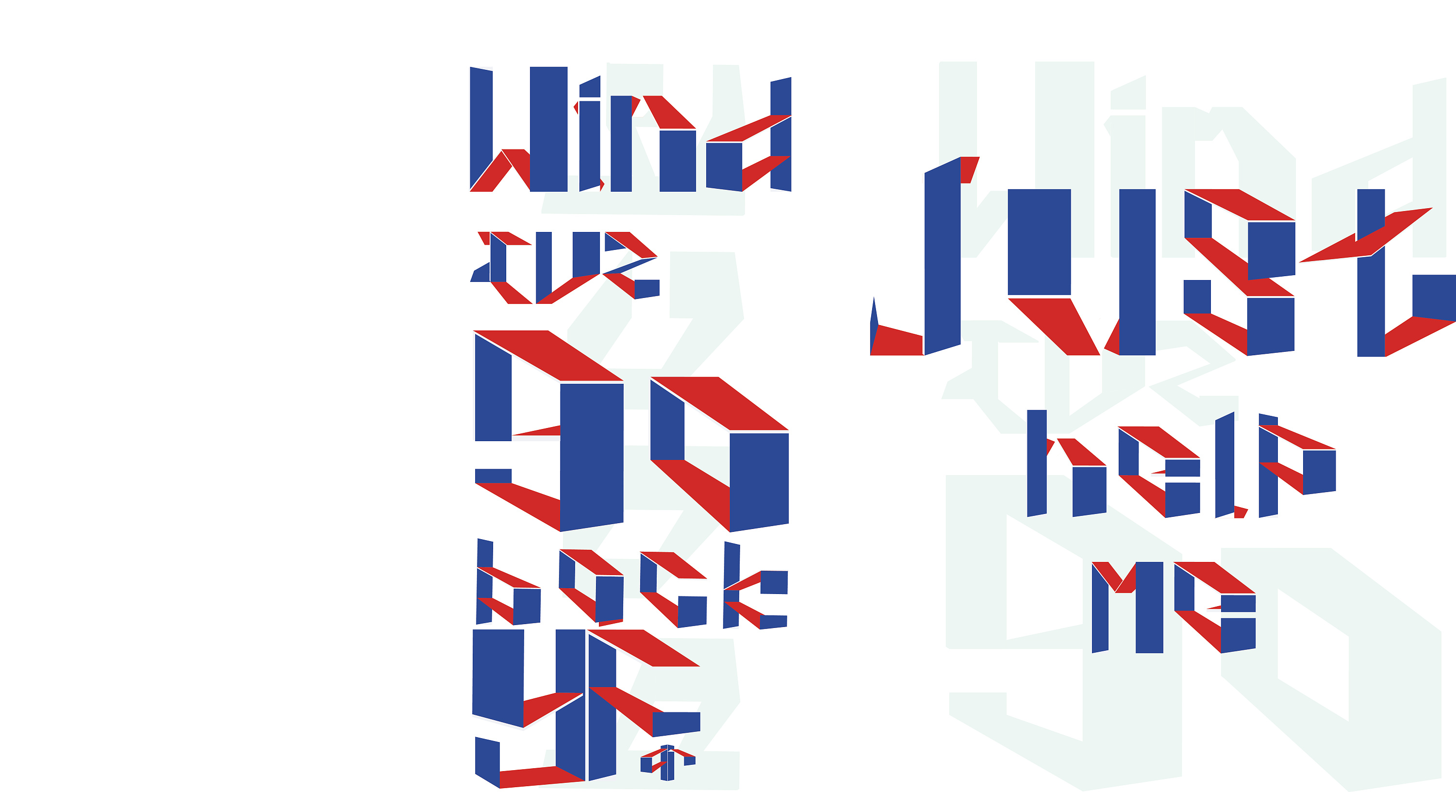 26英文字母 字体设计 空间字体 红蓝白配色