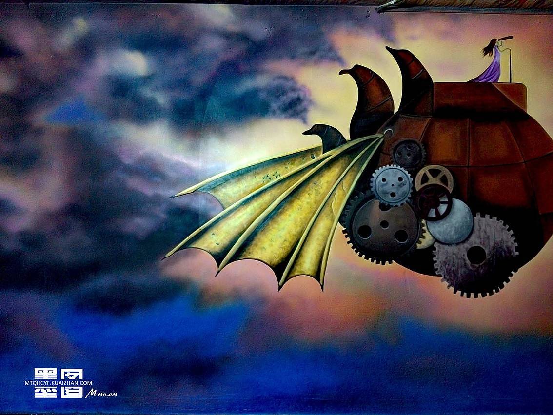 你绝对没有见过的重金属烤鱼店丨上玖壁画