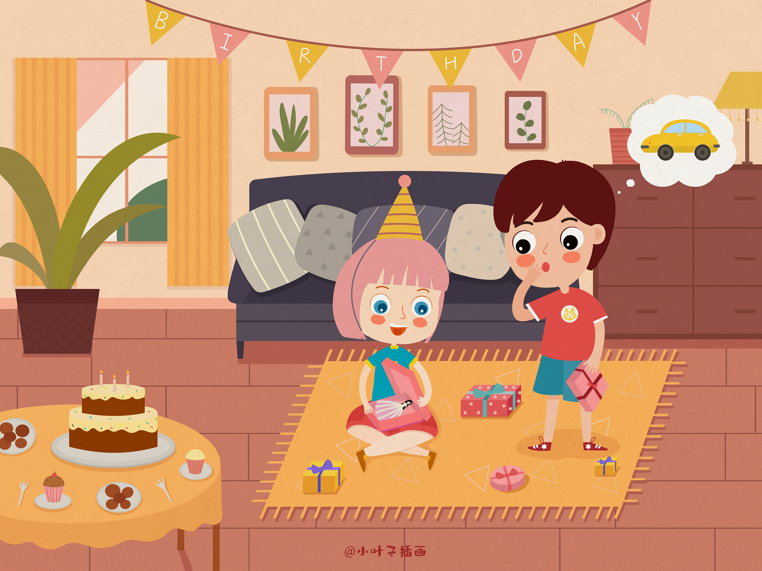 生日party99|插画|儿童插画|小叶子插画 - 原创作品 - 站酷 (zcool)