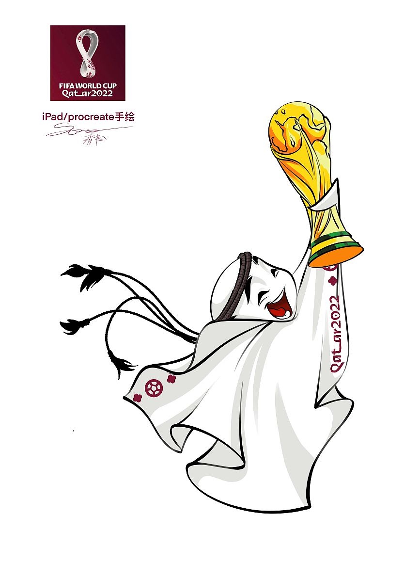 下滑15张卡塔尔世界杯吉祥物 手绘稿可临摹（图ZMzI1MTQxNDg0） - 单幅漫画 - 站酷设计师清松珠宝课堂原创素材 - 站酷ZCOOL