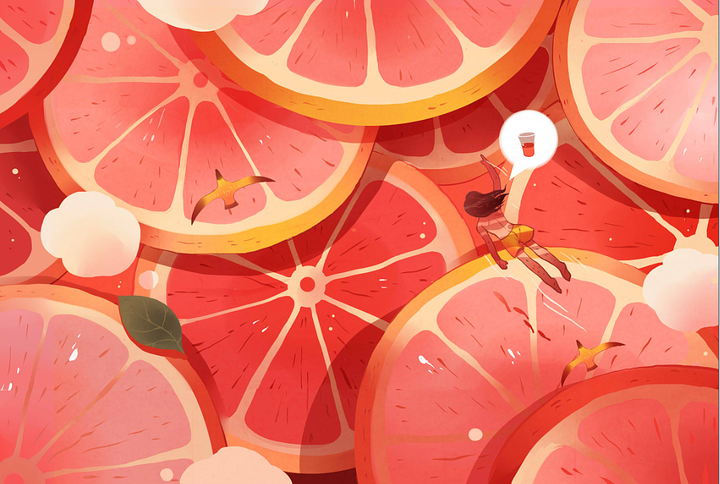 夏日水果味。（图ZNTg3Njg1NTI=） - 商业插画 - 站酷设计师猫小犬原创素材 - 站酷ZCOOL
