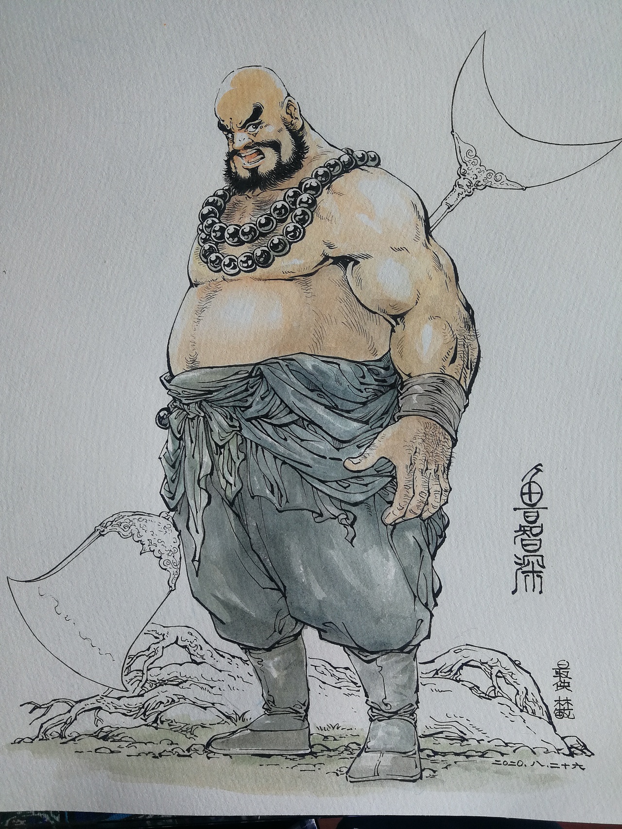 手绘花和尚鲁智深|插画|商业插画|最侠_原创作品-站酷zcool