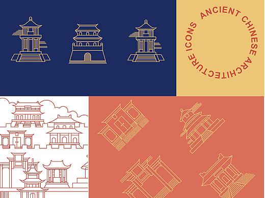 中国古典建筑icon设计｜原创手绘icon