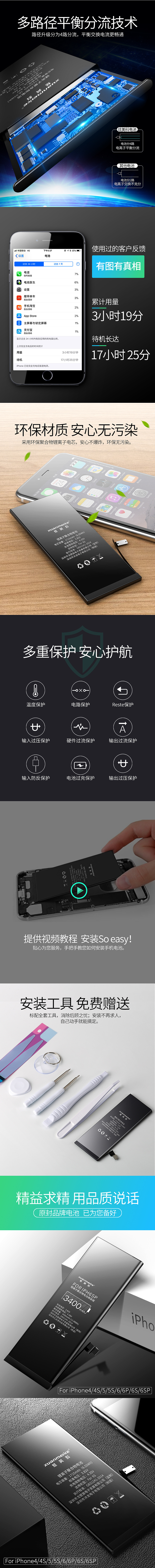淘宝天猫iphone苹果6s苹果电池详情页描述设计渲染精修