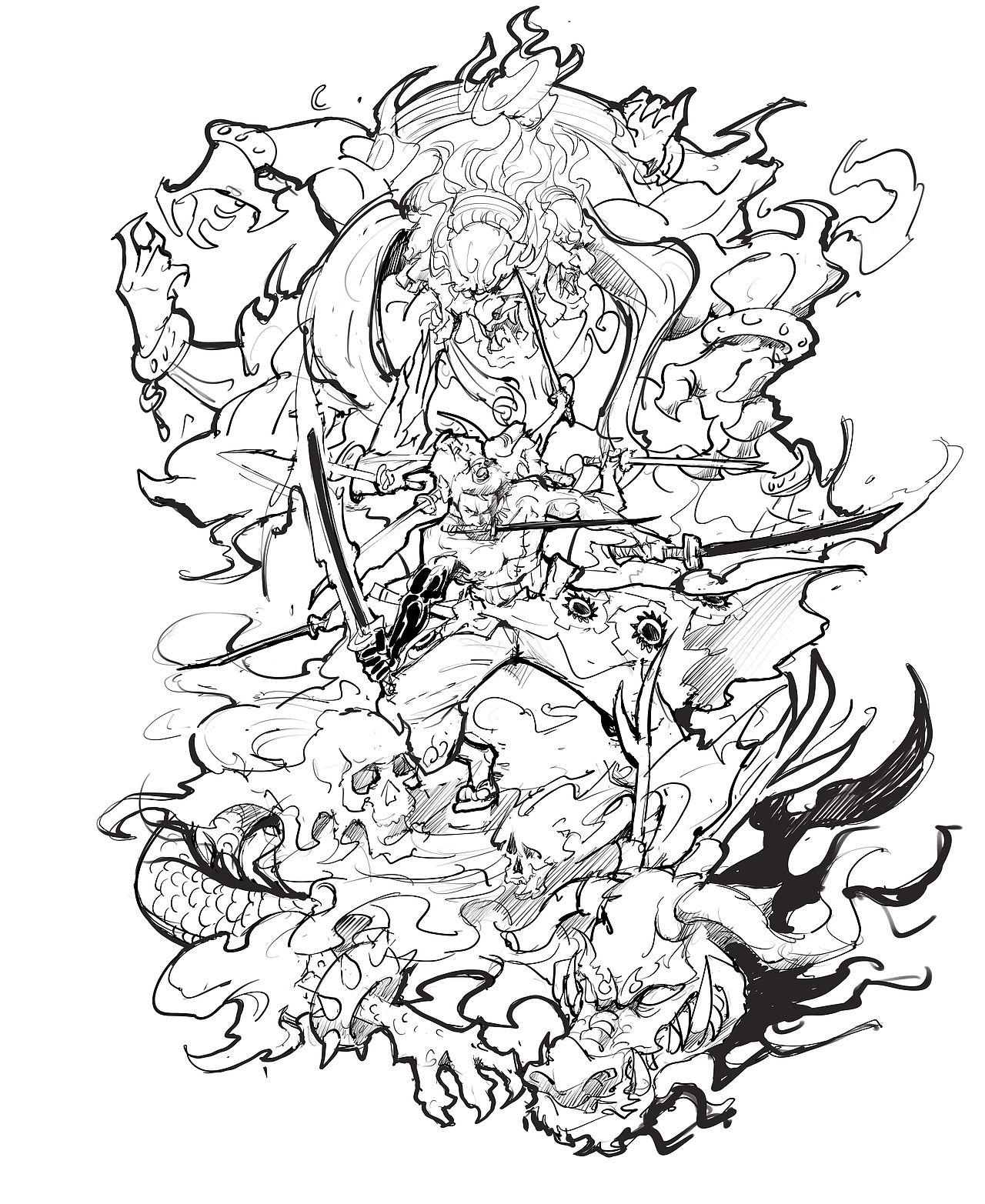 海贼王手办|九刀流鬼气阿修罗索隆