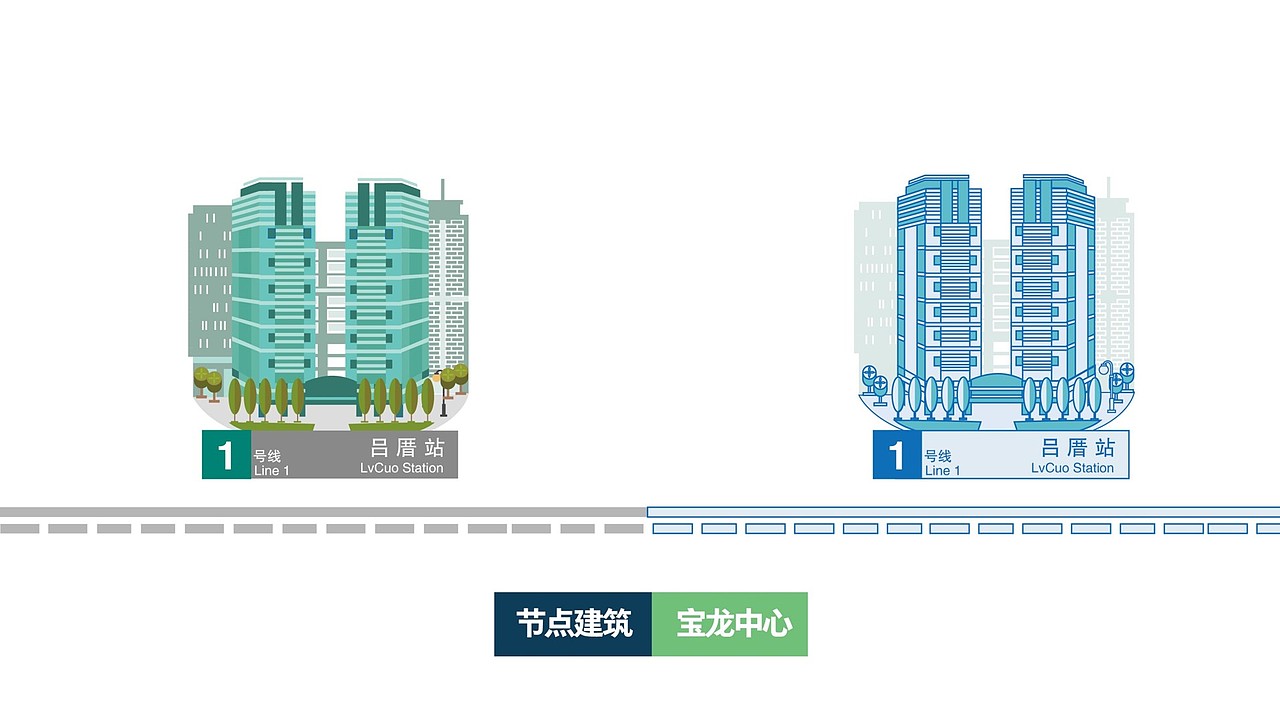 厦门地铁一号线站点矢量插画