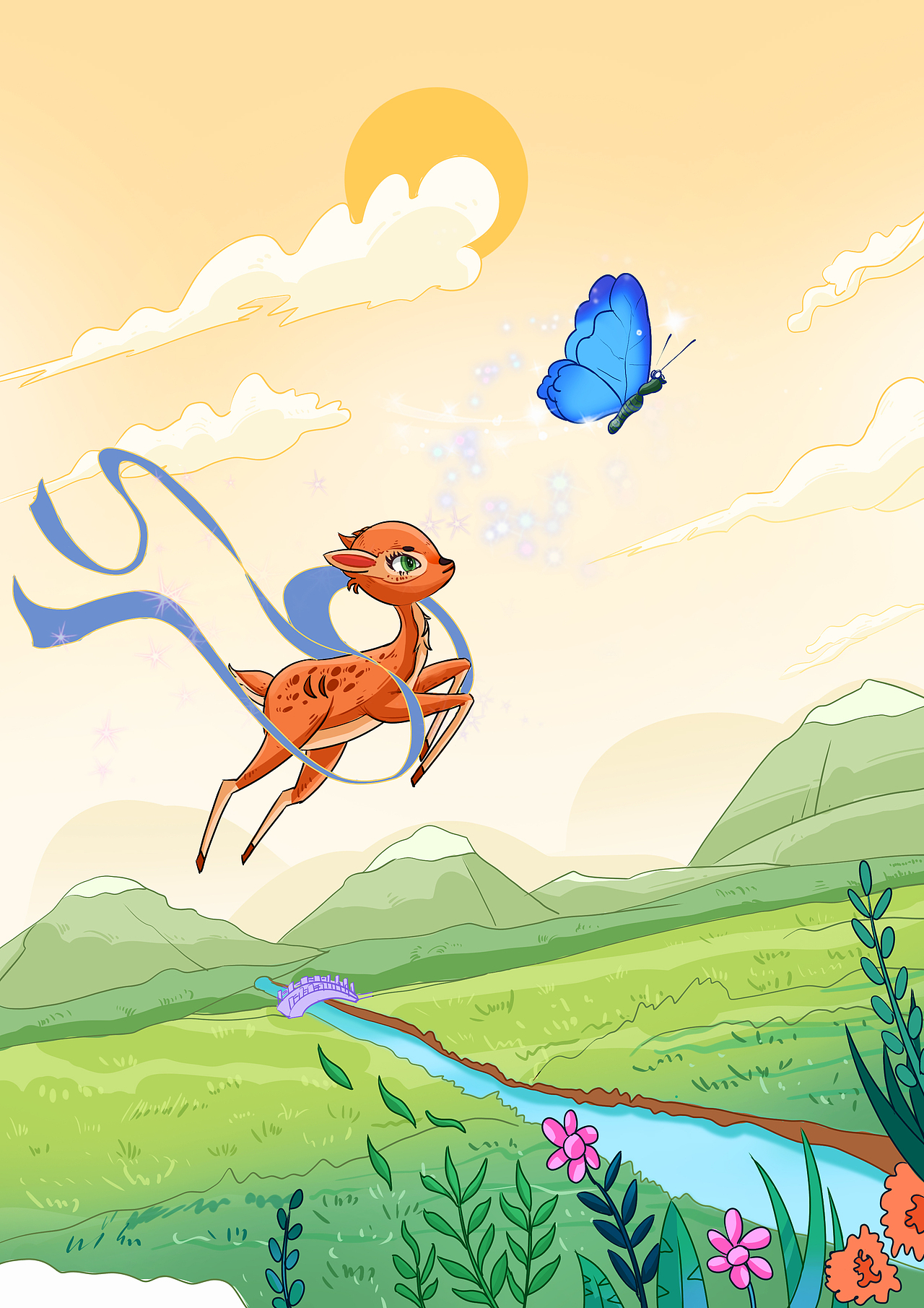 原创插画|探险的小鹿