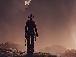 #AI创作实验室#荒野中，一个孤独的牛仔