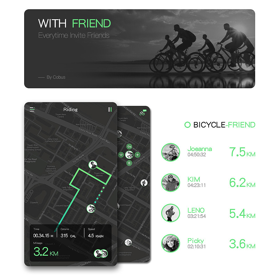 MUSIC BIKE For App Conceptual Design——听歌约骑APP概念设计（图ZNzkwMjg4MTY=） - APP界面 - 站酷设计师PacketDesign原创素材 - 站酷ZCOOL