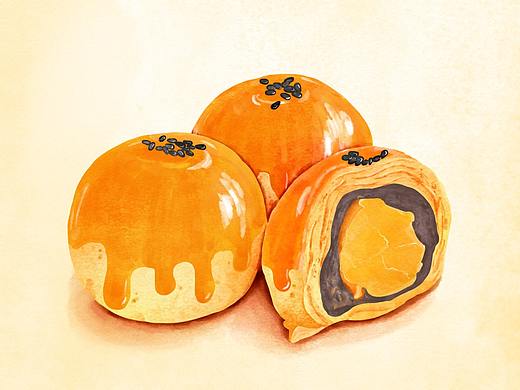 糕点美食-仿水彩风