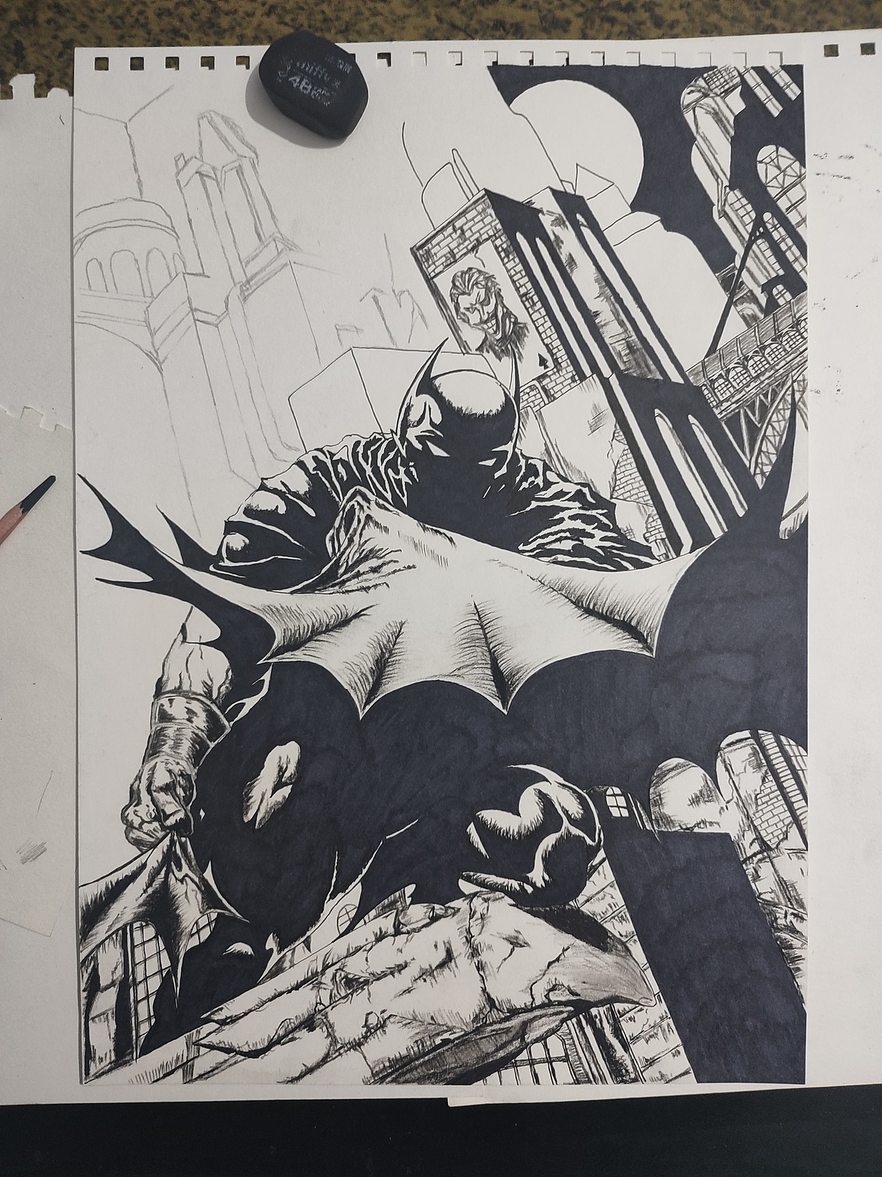 临摹蝙蝠侠……