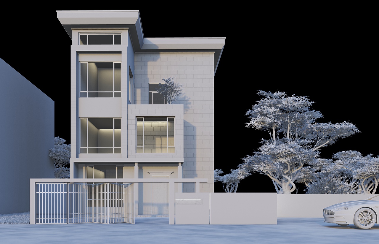 现代别墅建模渲染练习