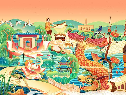 中国风 四川富顺项目 地域特色插画