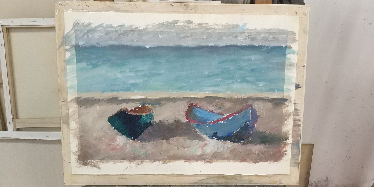 来一幅刮刀作品