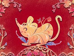 国潮线条喜庆十二生肖插图