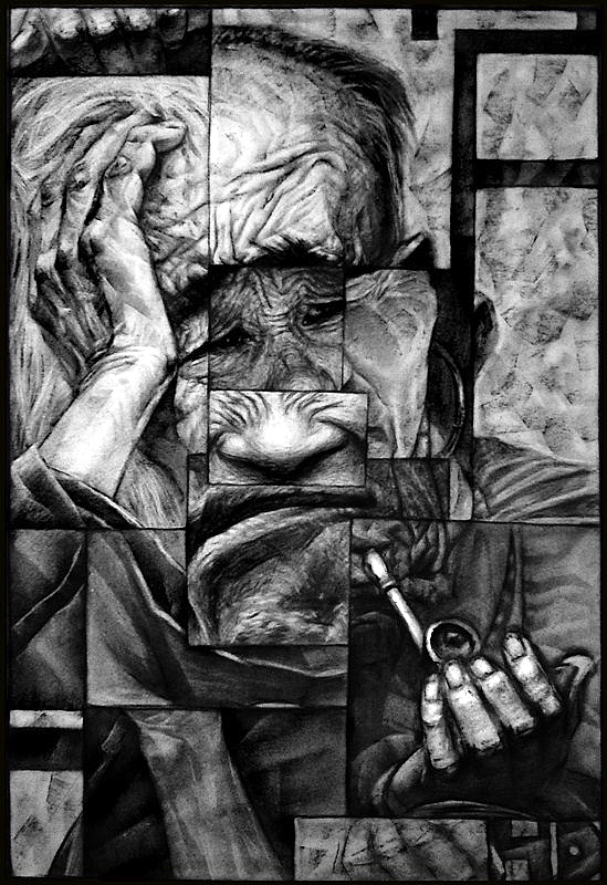 开学了~设计素描课~~老师要重构,我画了个这个