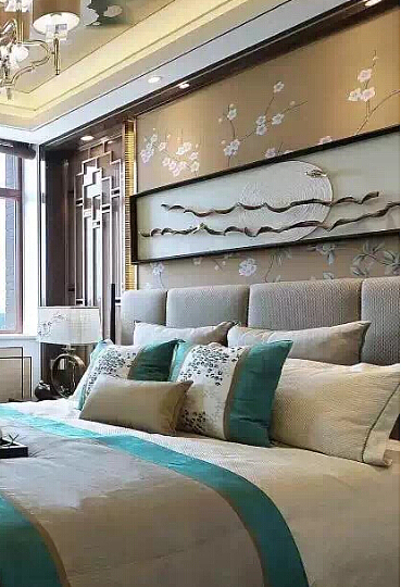 床头背景挂画#集恒工艺装饰画#酒店软装配饰#案例实拍