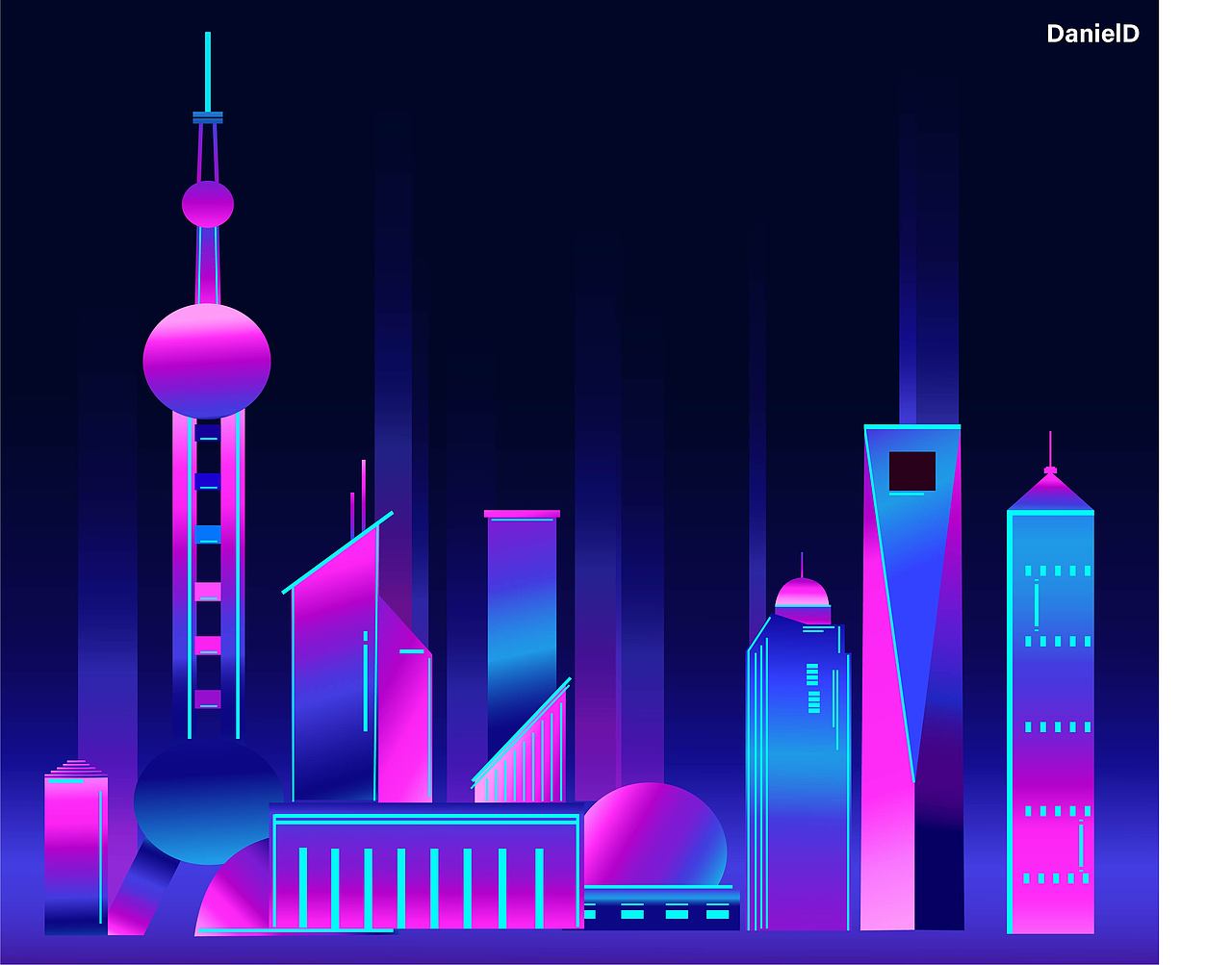 “魔都”上海外滩赛博朋克风夜景创作（图ZMTg1NzkyMTMy） - 商业插画 - 站酷设计师DanielD123原创素材 - 站酷ZCOOL