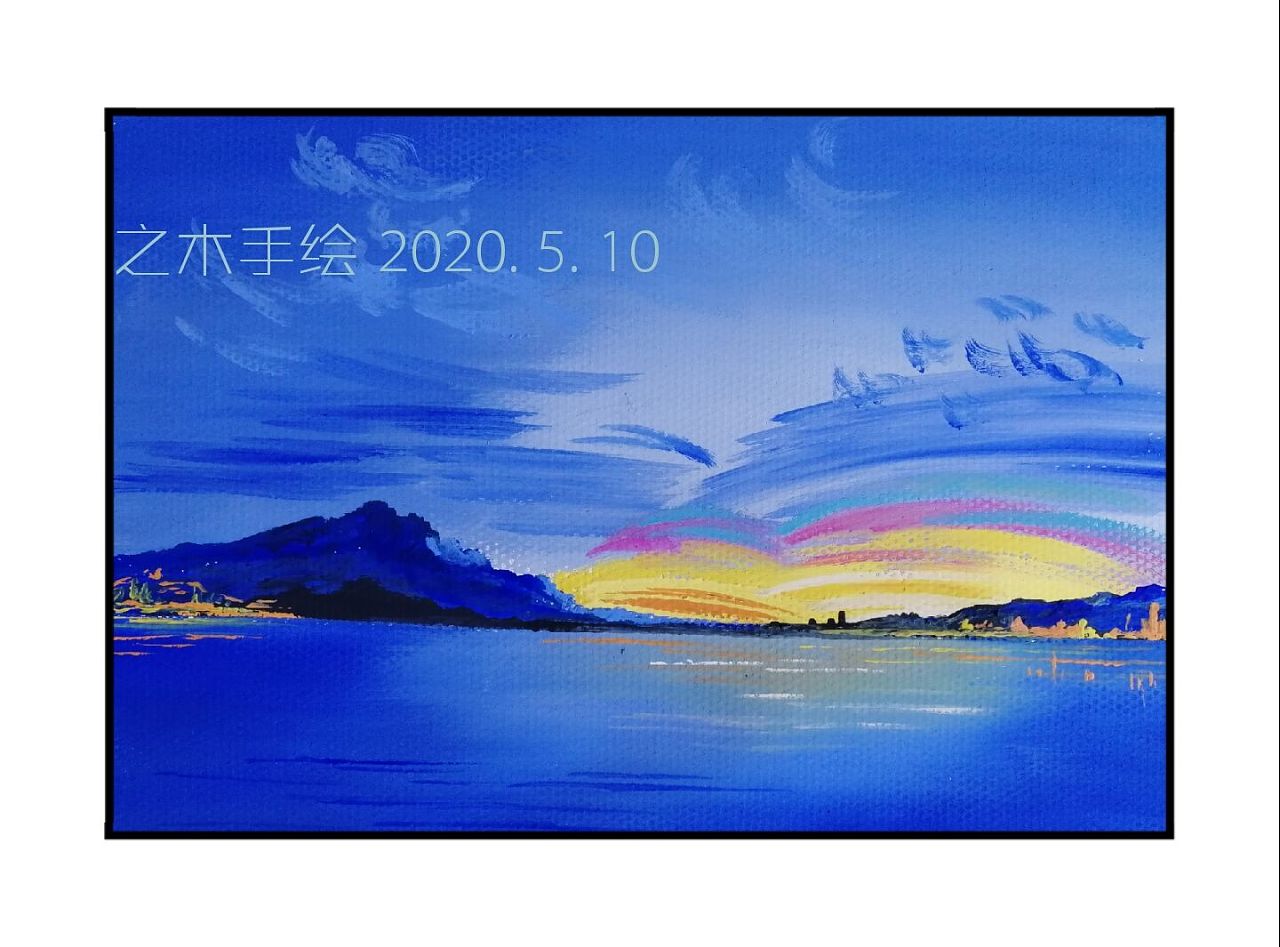 油画：海上日落|纯艺术|绘画|静喏宝贝 - 原创作品 - 站酷 (ZCOOL)