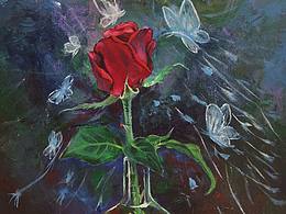 【釋心繪匠工作室】丙烯畫-玫瑰