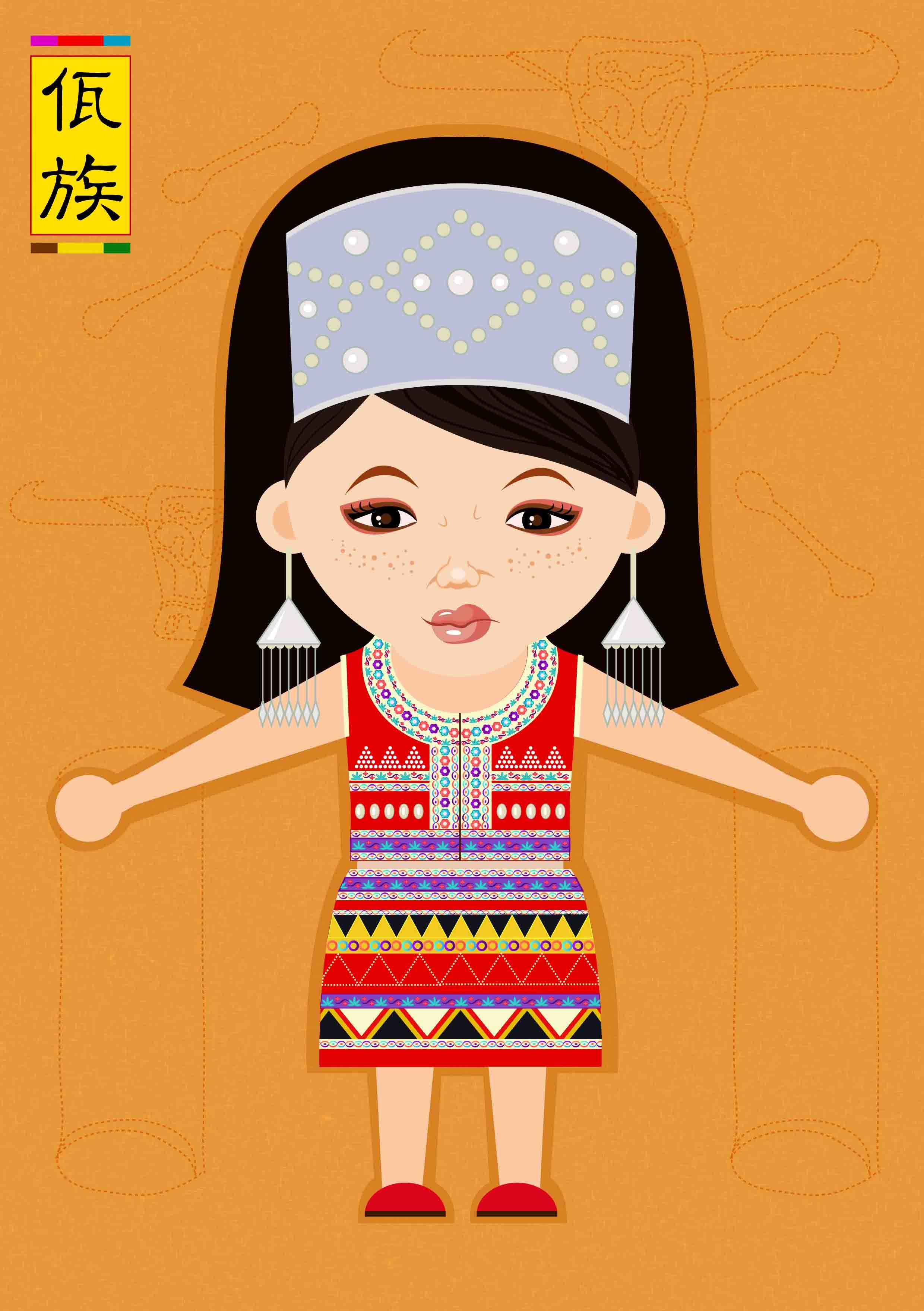 少数民族人物维吾尔族手绘插画图片-千库网