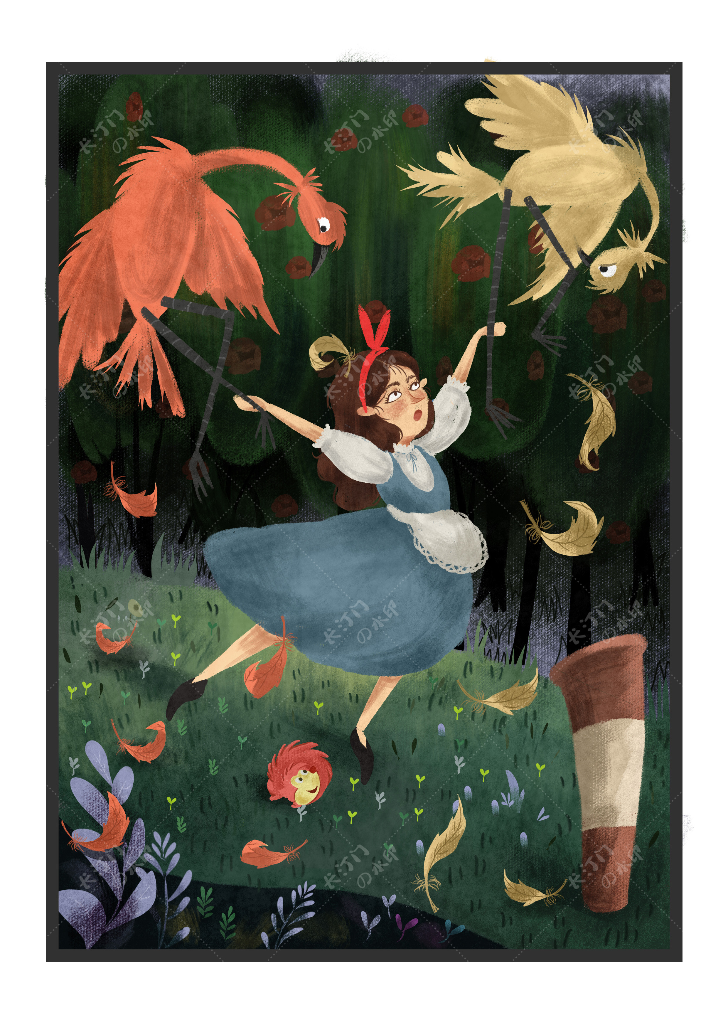 爱丽丝梦游仙境插画儿插手绘