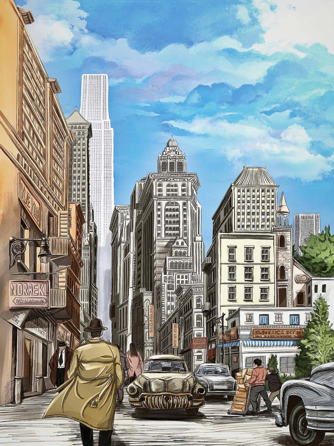 书籍插画:《漫长的告别》内文插图