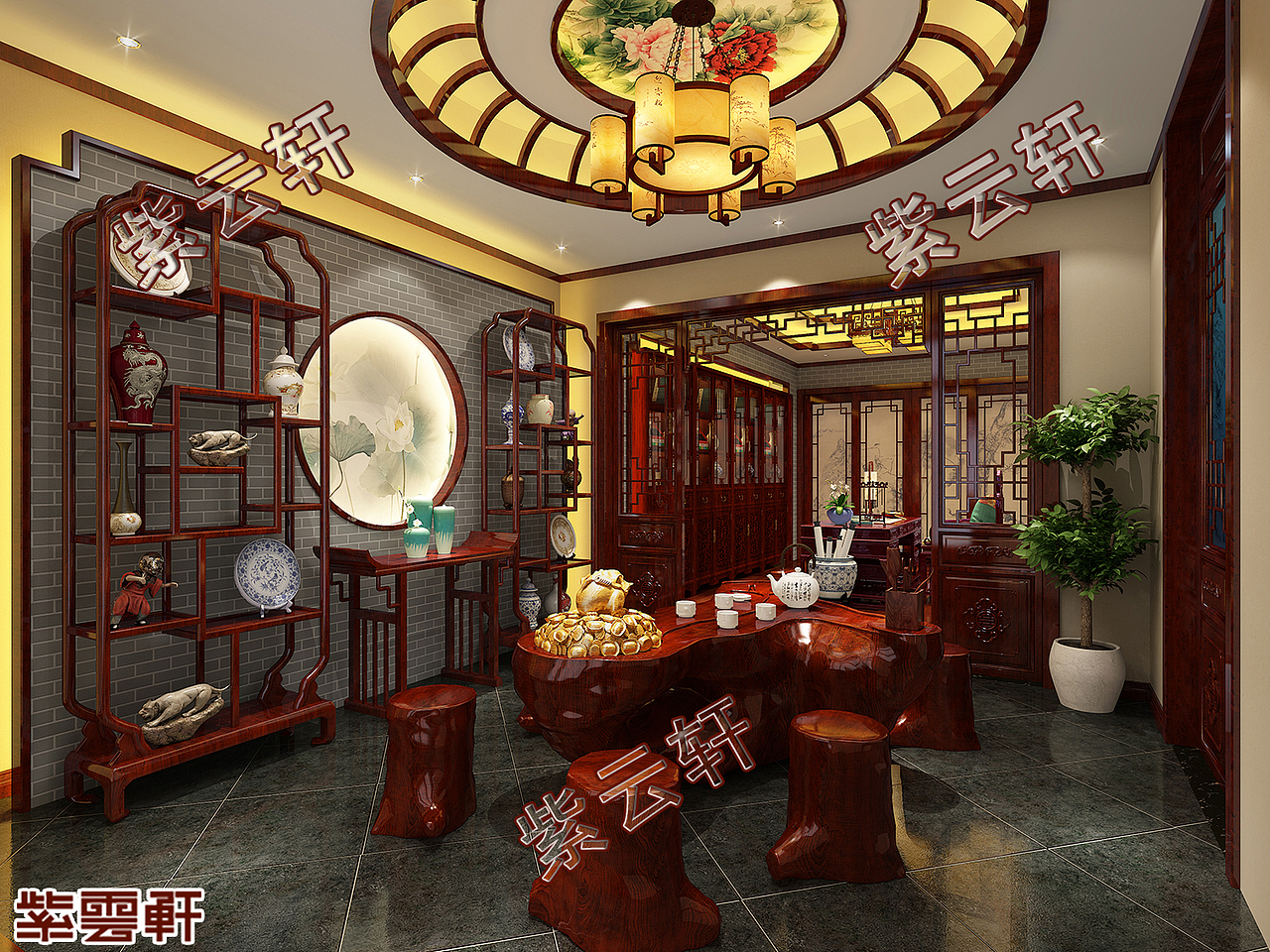 茶室古典中式装修  紫云轩