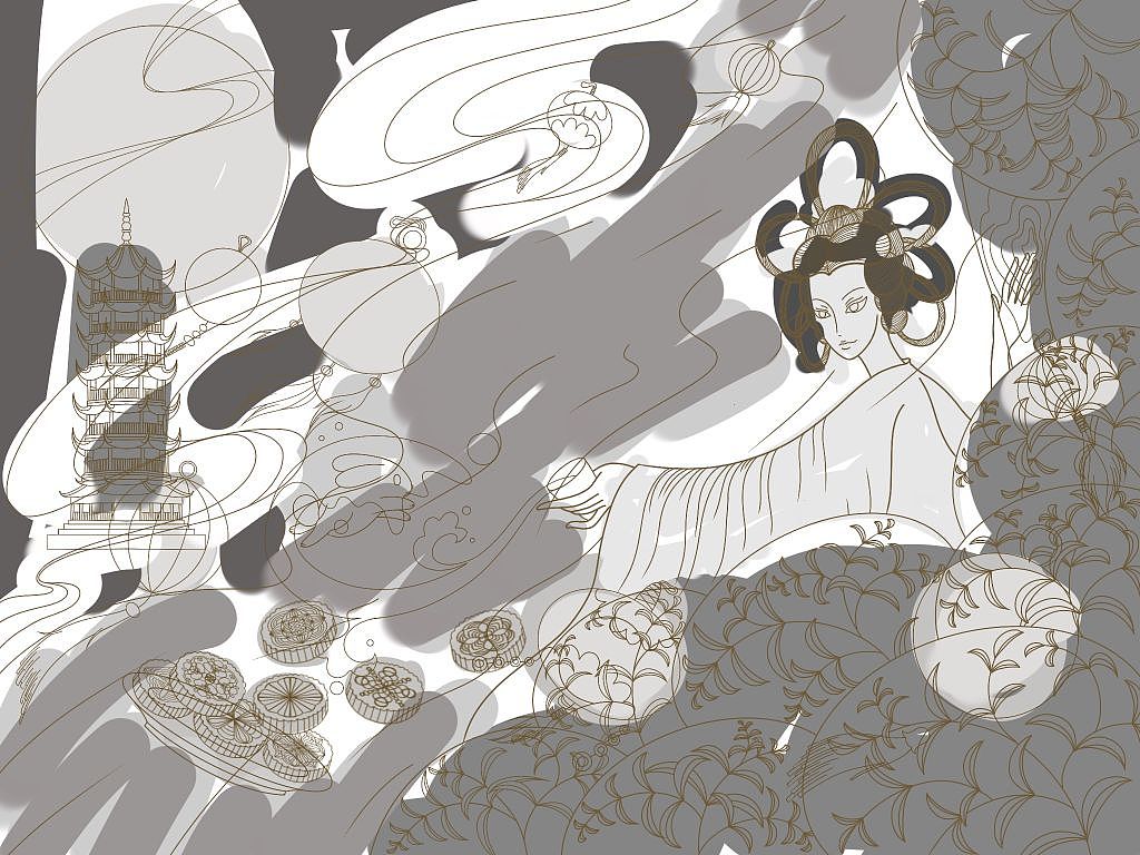 中秋节国潮插画