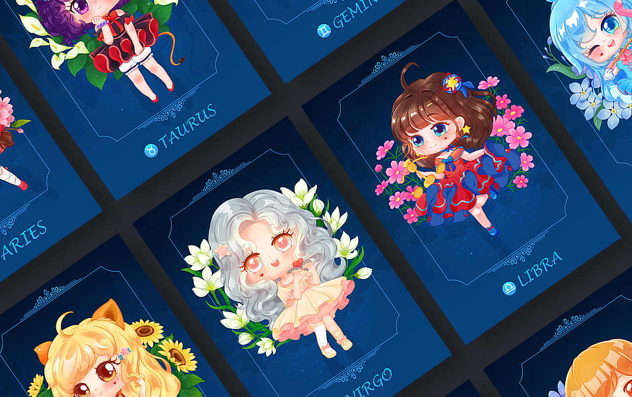 《12星座小姐姐q版形象》