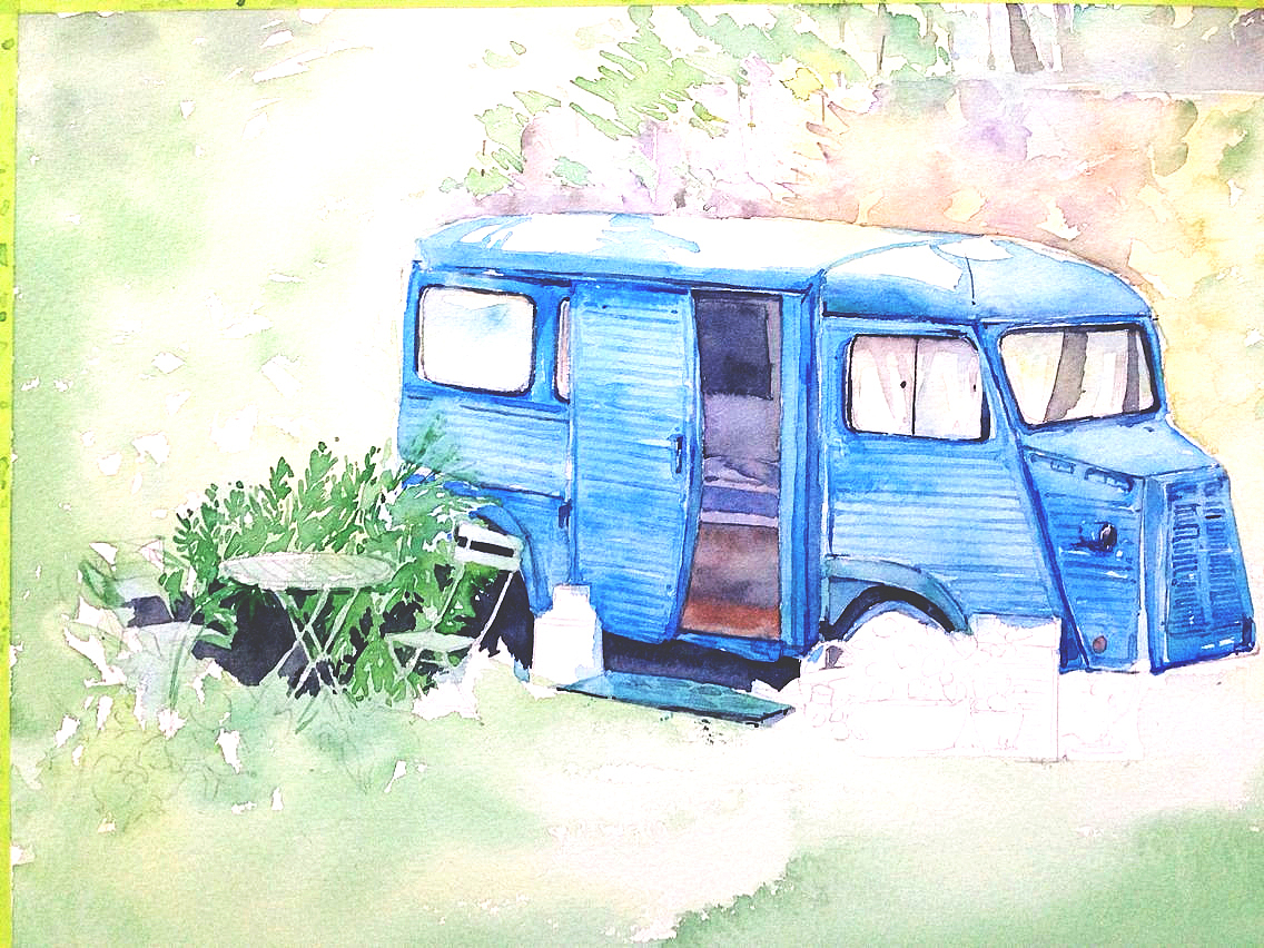 水彩四季风景示范教程—水彩小汽车（图ZMTk4ODg2NTI=） - 艺术插画 - 站酷设计师明天教室原创素材 - 站酷ZCOOL