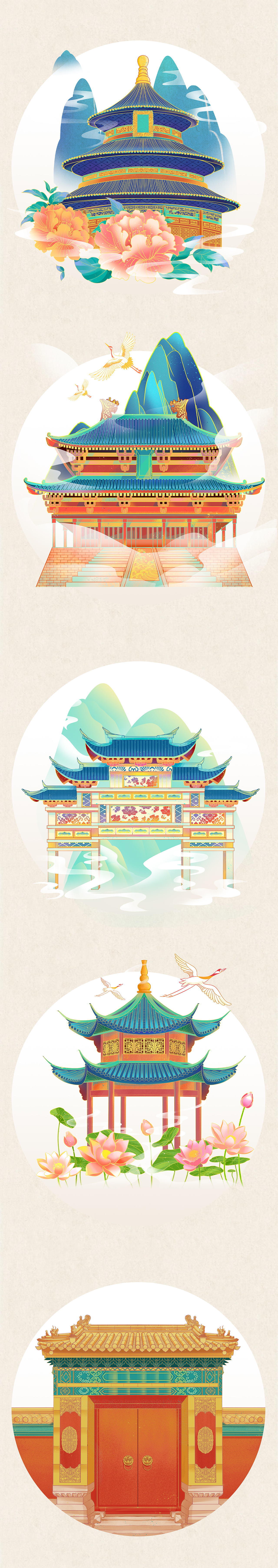【建筑篇】2021年的一些国风建筑元素|插画|商业插画|夏年xn - 原创