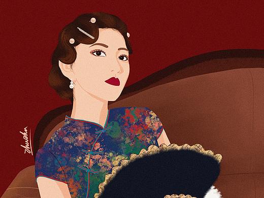 民国风扁平人物插画